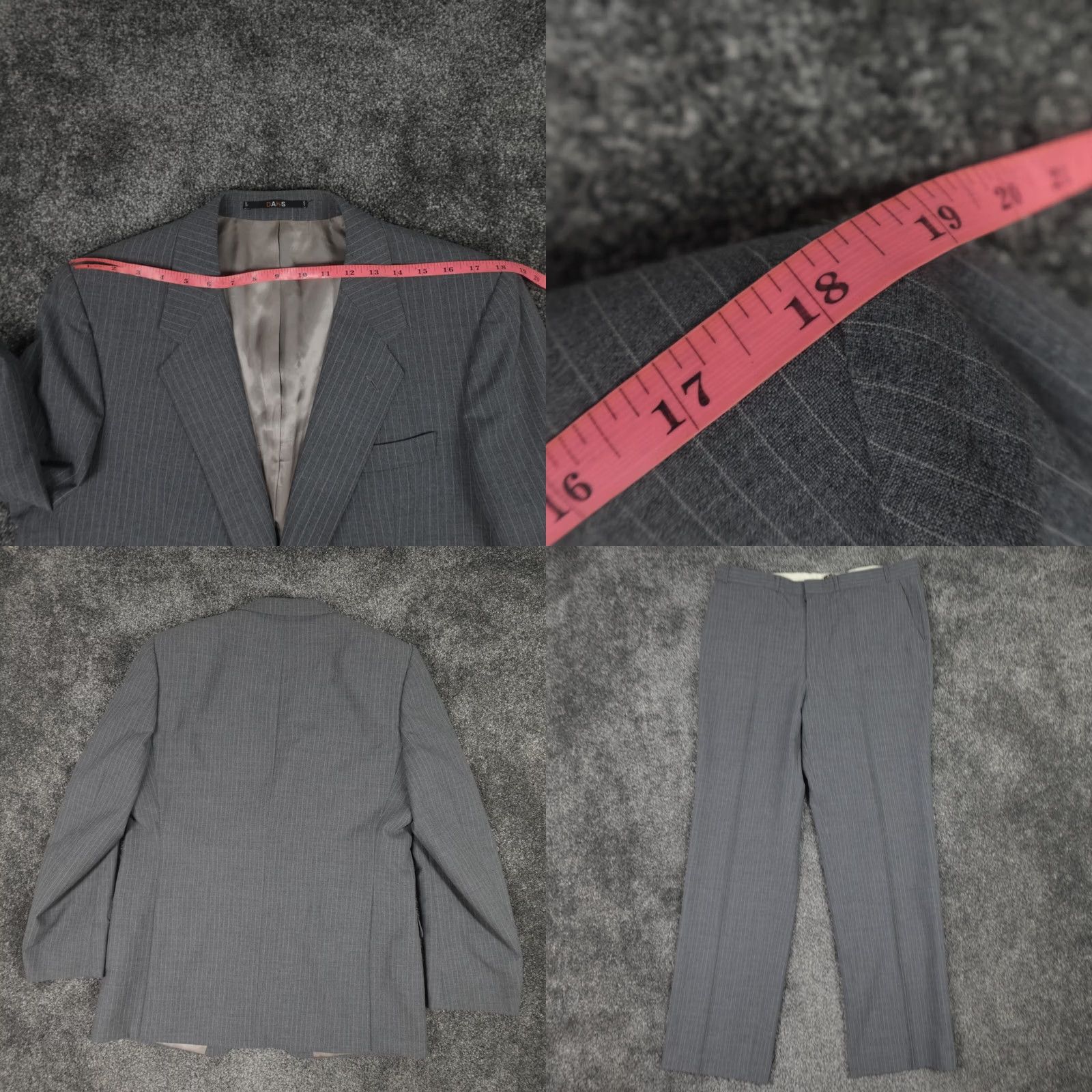 DAKS Daks Mens Suit 2Pc Grey Wool Blend Blazer Trousers 44R 38 38x32 Formal Size US 44 / EU 60 - 9 Thumbnail