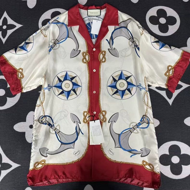 Gucci Gucci Anchor compass printed silk short sleeves Size US M / EU 48-50 / 2 - 1 Thumbnail