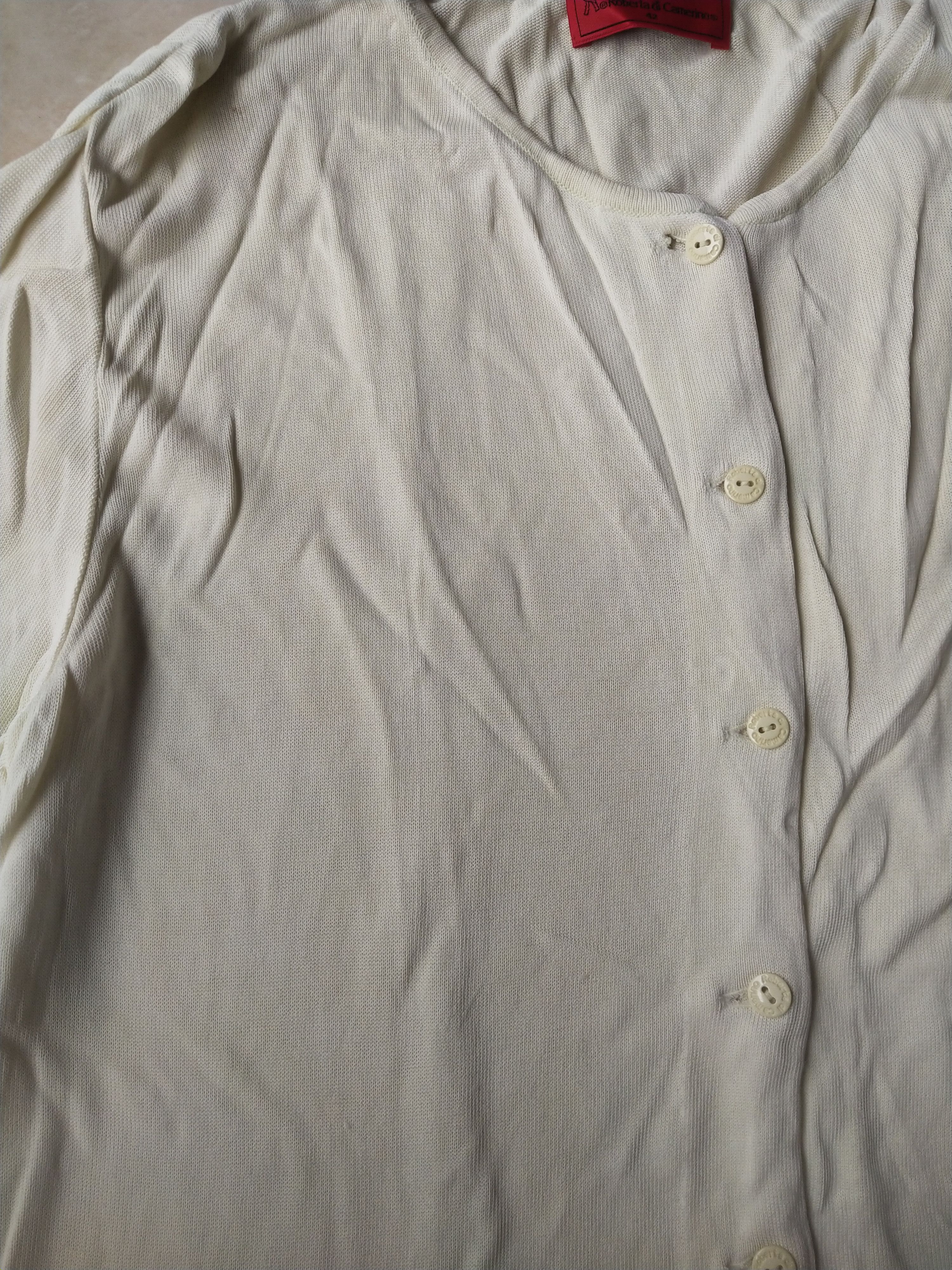 Roberta di Camerino Vintage 90s Roberta Di Camerino Fine Knit Cardigan Cream Size M / US 6-8 / IT 42-44 - 2 Thumbnail