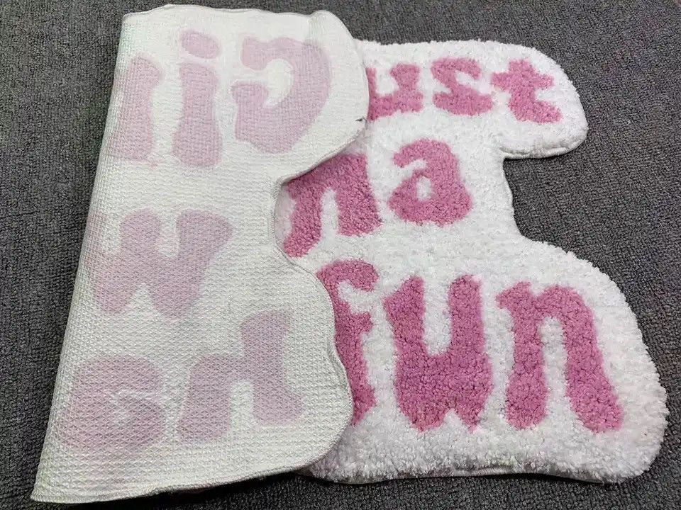 Designer Irregular Shaped Pink Letters Individual Aesthetic Carpet Size ONE SIZE - 2 Thumbnail