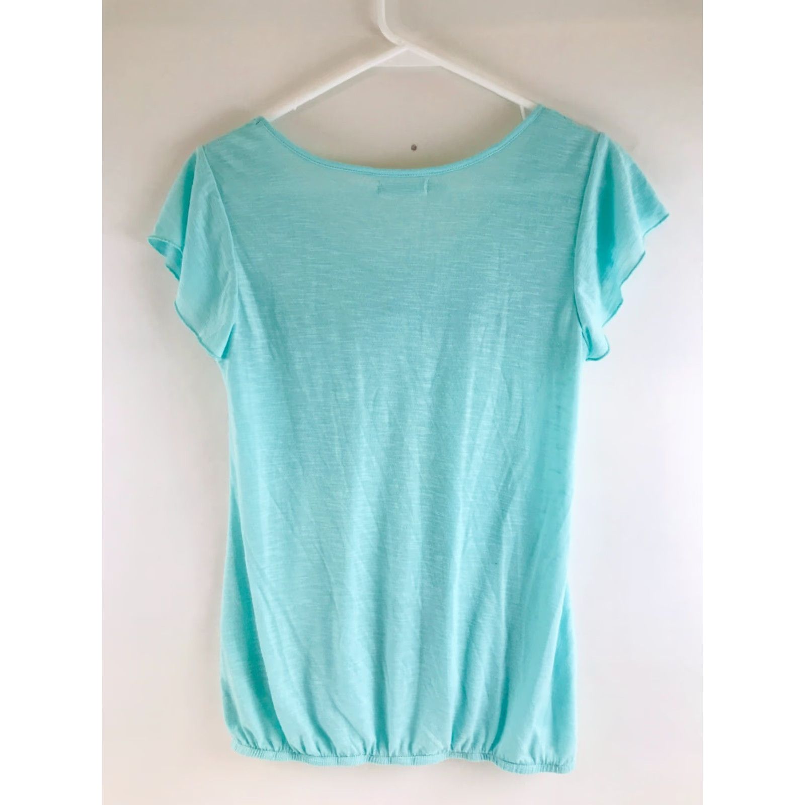 Vintage Maurices Shirt Women's Small Green Round Neck Short Ruffle Sleeve T-Shirt Casual Size S / US 4 / IT 40 - 2 Thumbnail