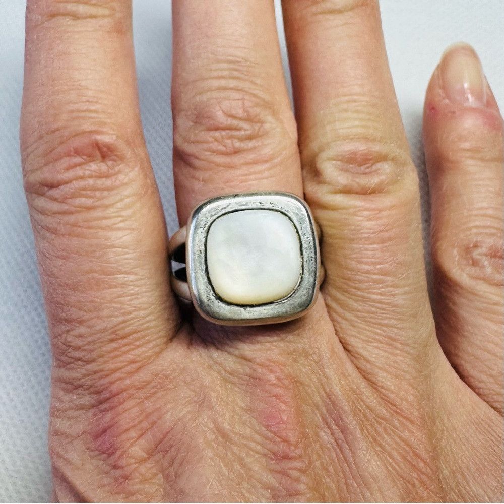 Other Vintage Art Deco 925 Sterling Silver White Stone Ring Size Size ONE SIZE - 2 Thumbnail