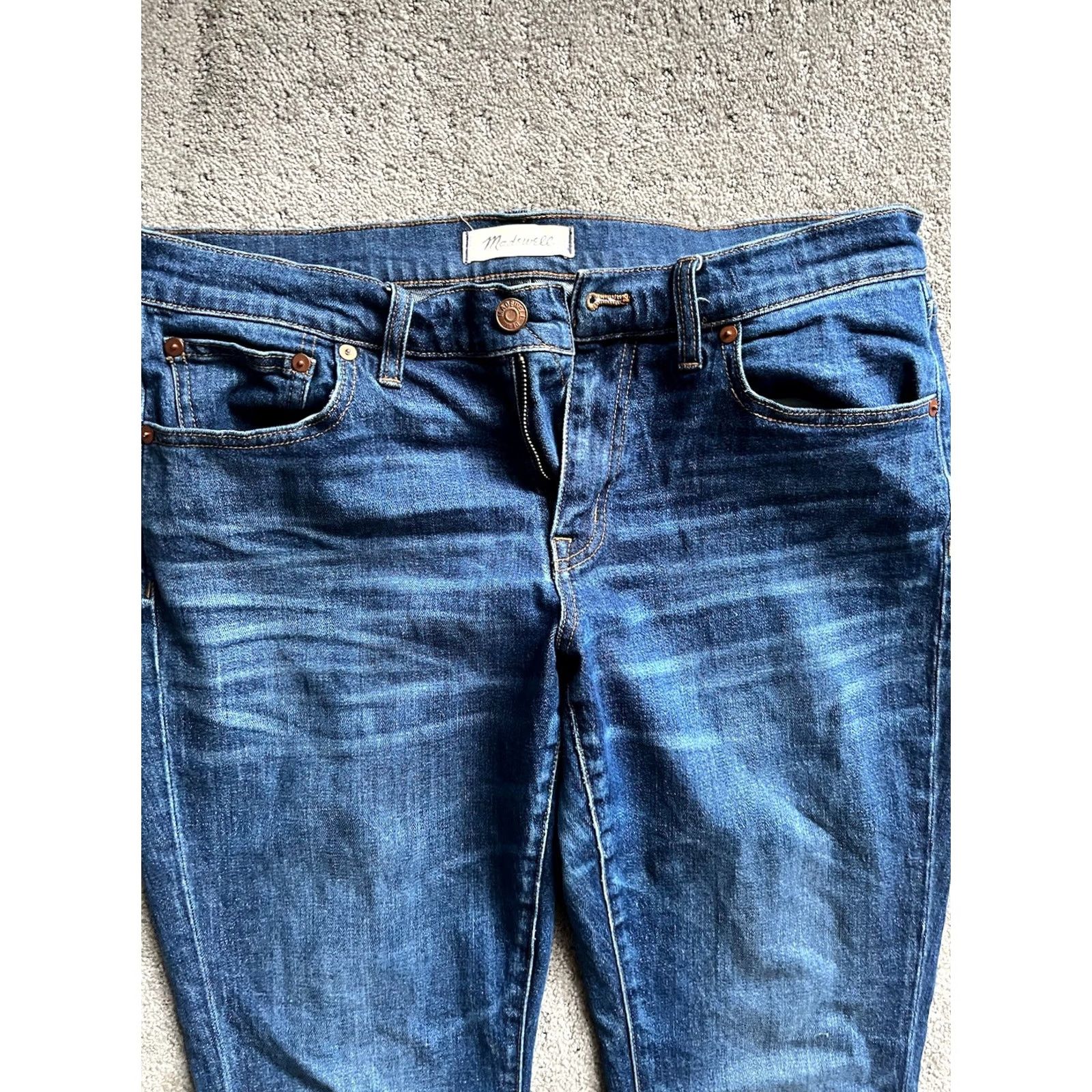 Madewell MADEWELL Slim Boyjean Jeans Womens 28 28x26 Blue Boyfriend Raw Hem Cropped Size 28" / US 6 / IT 42 - 4 Thumbnail