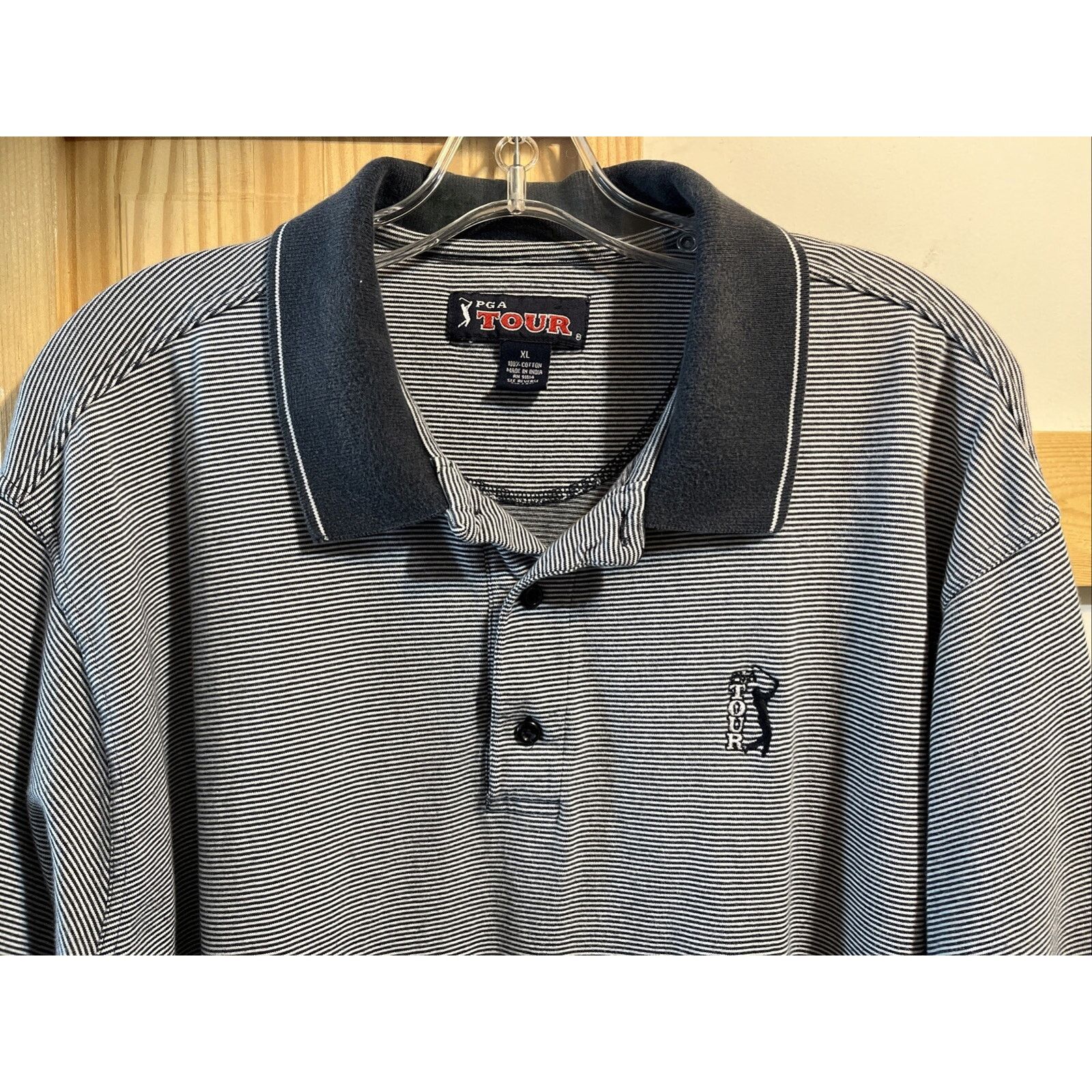 PGA Tour PGA Tour Men’s XL Gray Striped Short Sleeve Polo Shirt Golf Size US XL / EU 56 / 4 - 4 Thumbnail