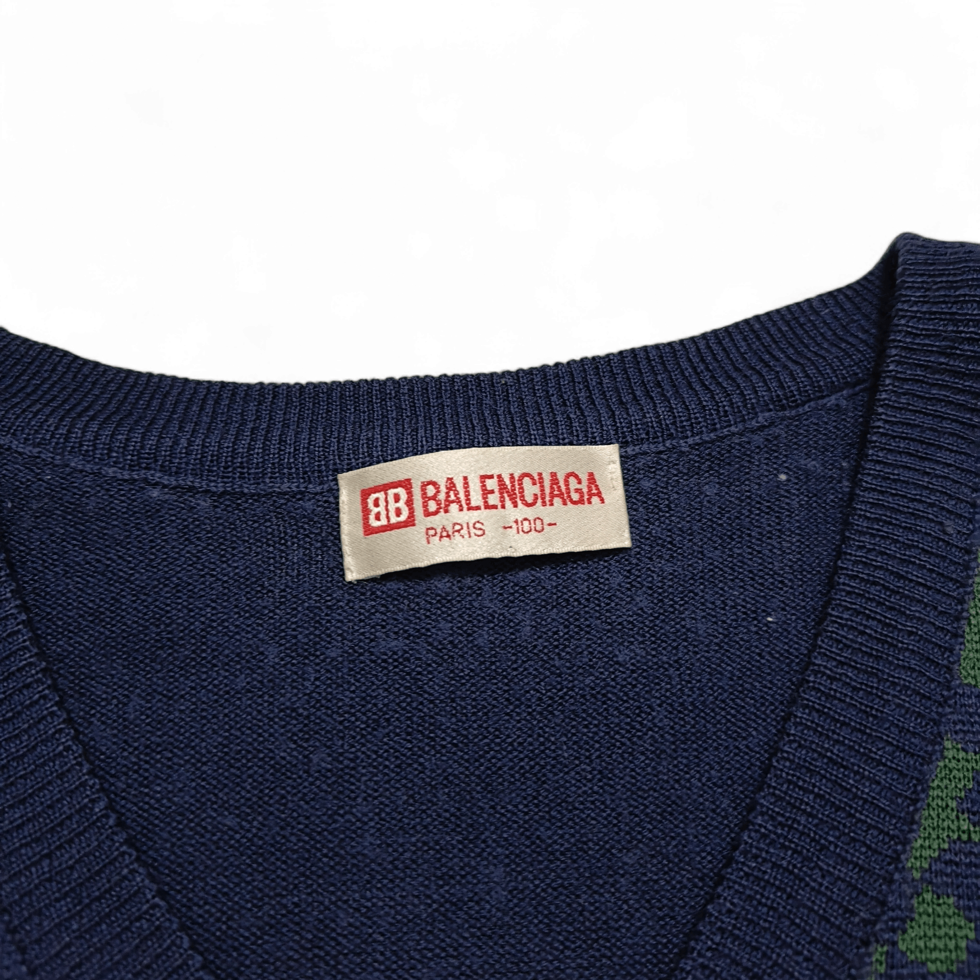 Balenciaga Vintage Balenciaga Paris Old Logo Knitwear Vneck Sweatshirt Size US M / EU 48-50 / 2 - 9 Thumbnail