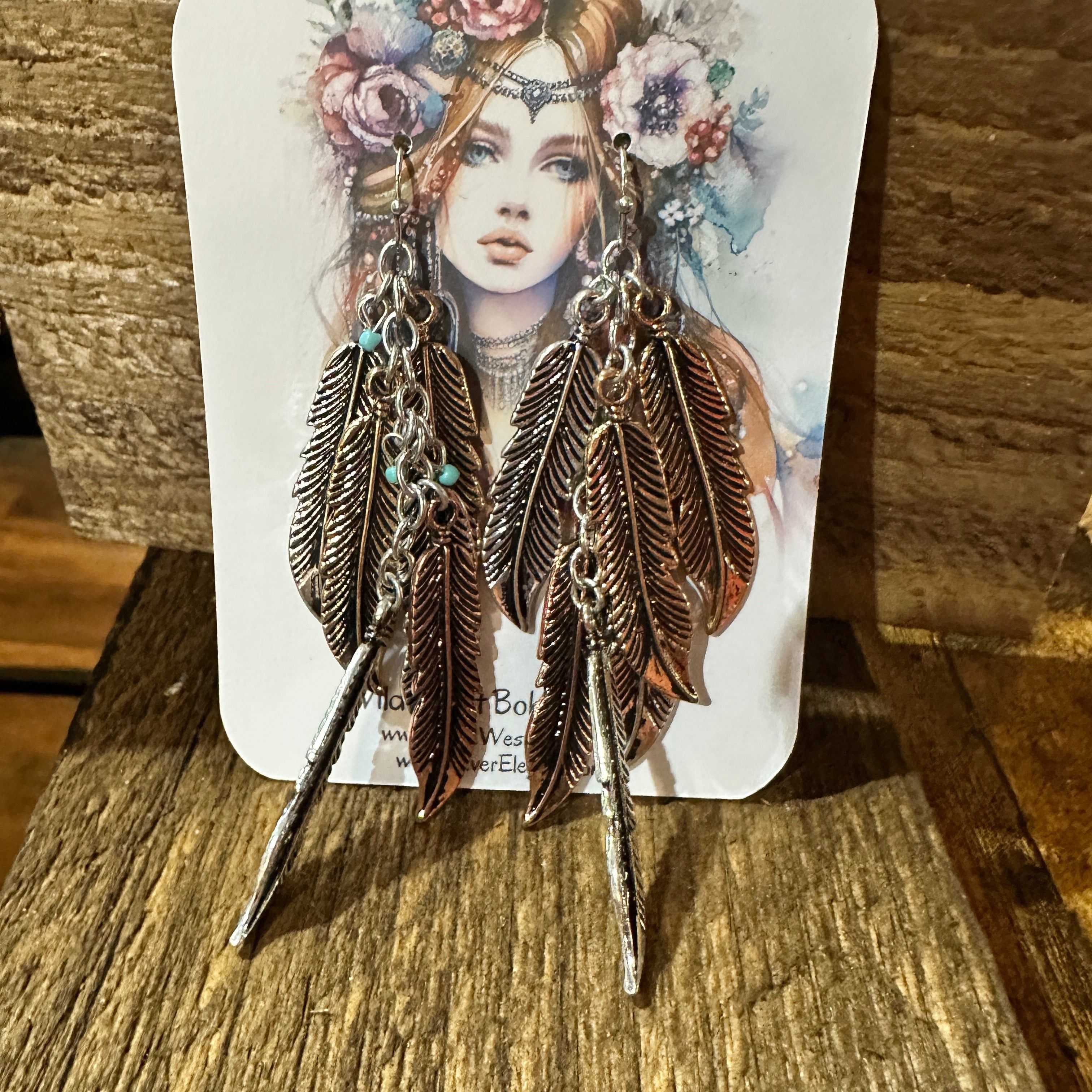 Other Tricolor Feather Charm Boho Metal Earrings Size ONE SIZE - 2 Thumbnail