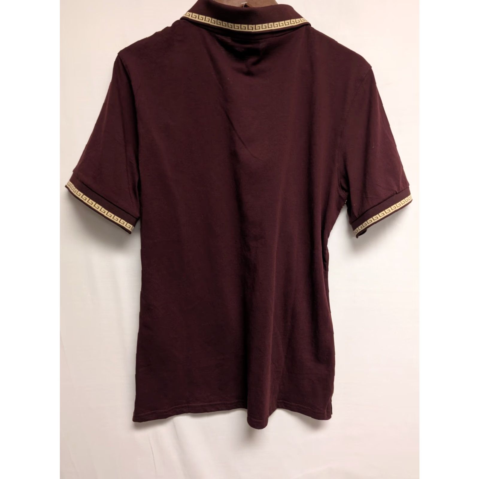 Vintage Casa Moda Couture Polo Shirt Men XL Maroon Greek Key Versace Pattern Short Sleeve Collared Zip Polo Shirt Couture Mens Size US XL / EU 56 / 4 - 7 Thumbnail