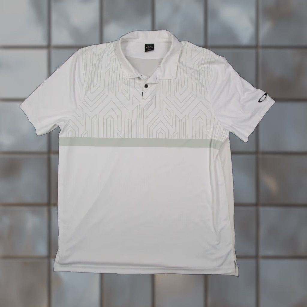 Oakley Oakley Polo Shirt Mens 2XL White Hydrolix Golf Performance Top Half Leader Geometric Logo All Seasons Casual Business Travel Wear Mens Size US XXL / EU 58 / 5 - 1 Thumbnail