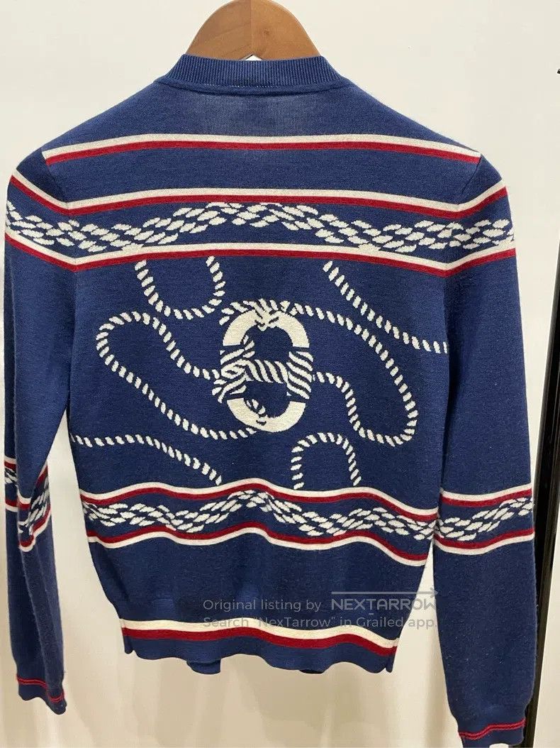 Hermes Hermes Blue Logo Patterned Long Sleeve Cardigan Size XXS / US 00 / IT 34 - 4 Thumbnail