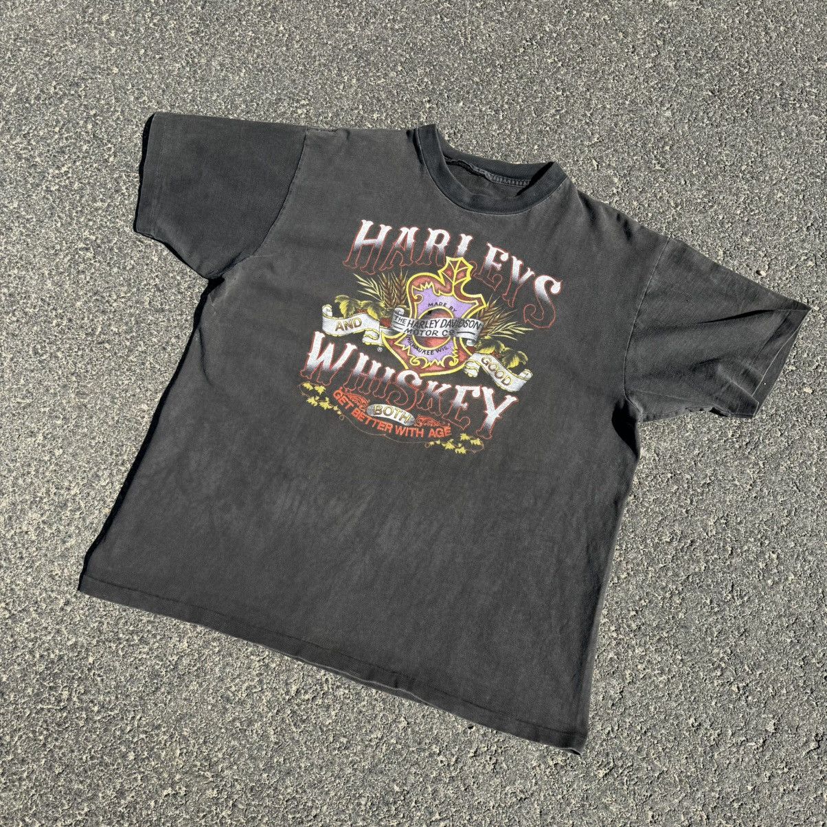 Vintage 80s Harley Davidson “Harley’s Whiskey” T-Shirt Faded