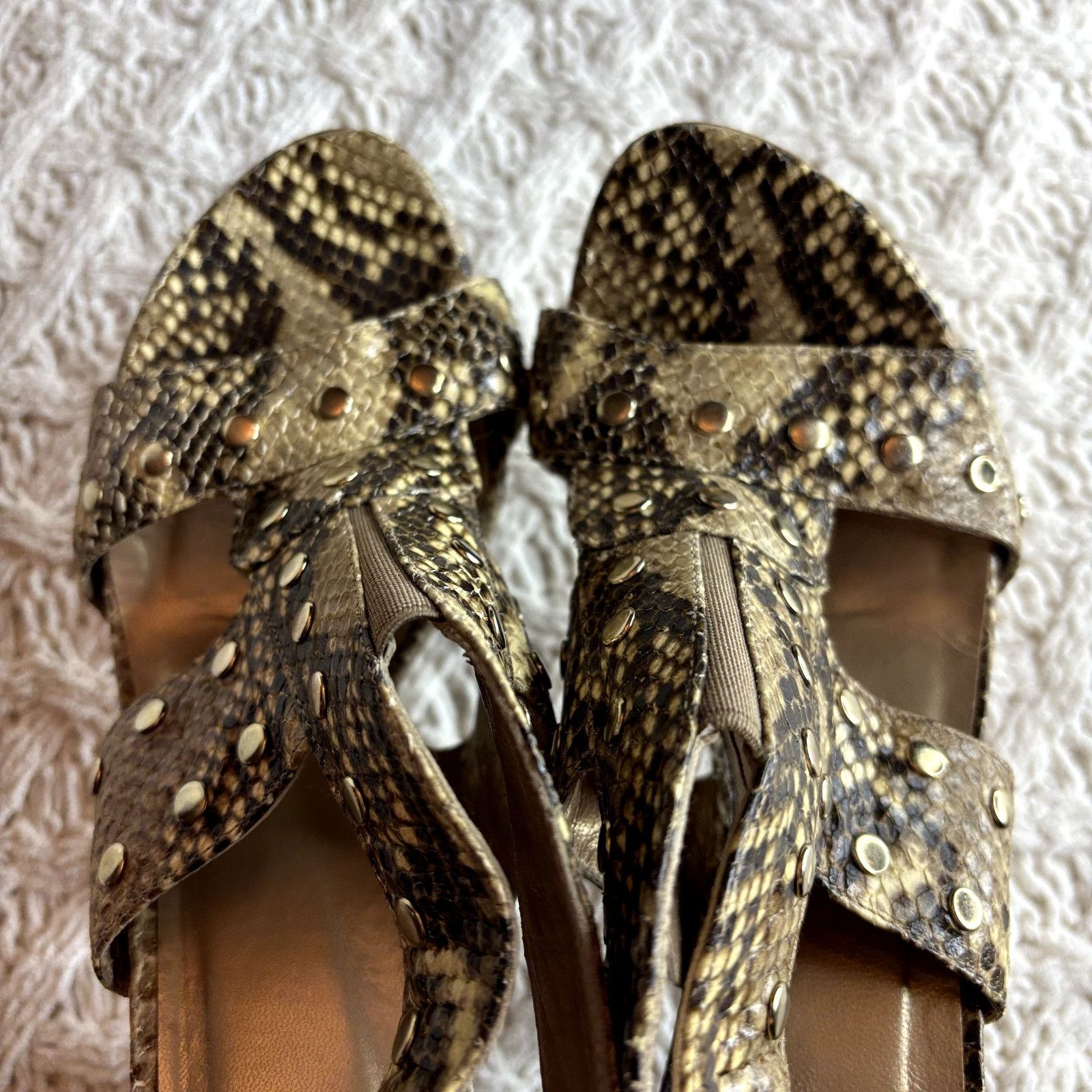 Stuart Weitzman Stuart Weitzman Snake Print Leather Platform Studded Zip-Cag Size US 8.5 / IT 38.5 - 5 Thumbnail