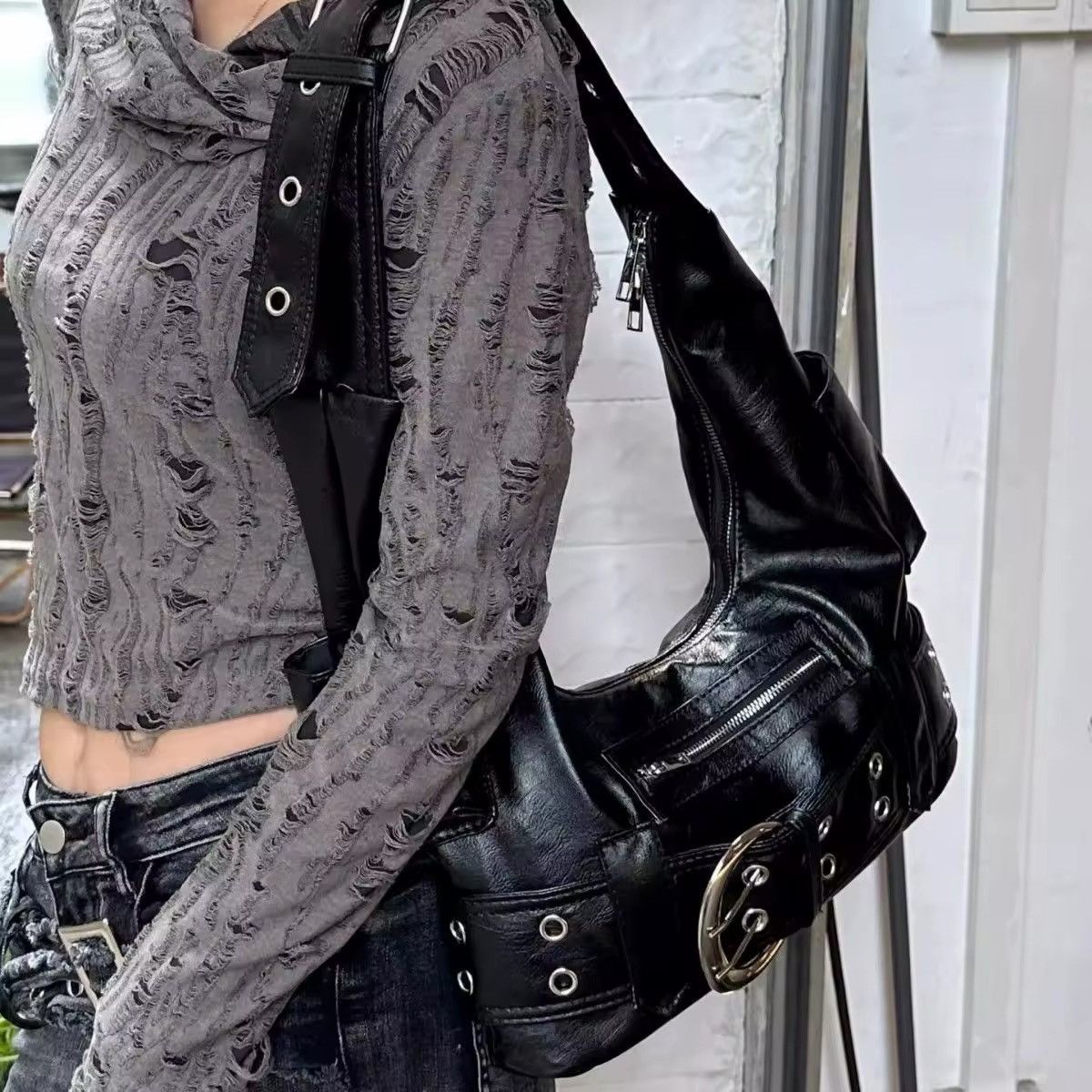 Other Streetwear Punk Black Shoulder Crossbody Bag Y2k Size ONE SIZE - 3 Thumbnail