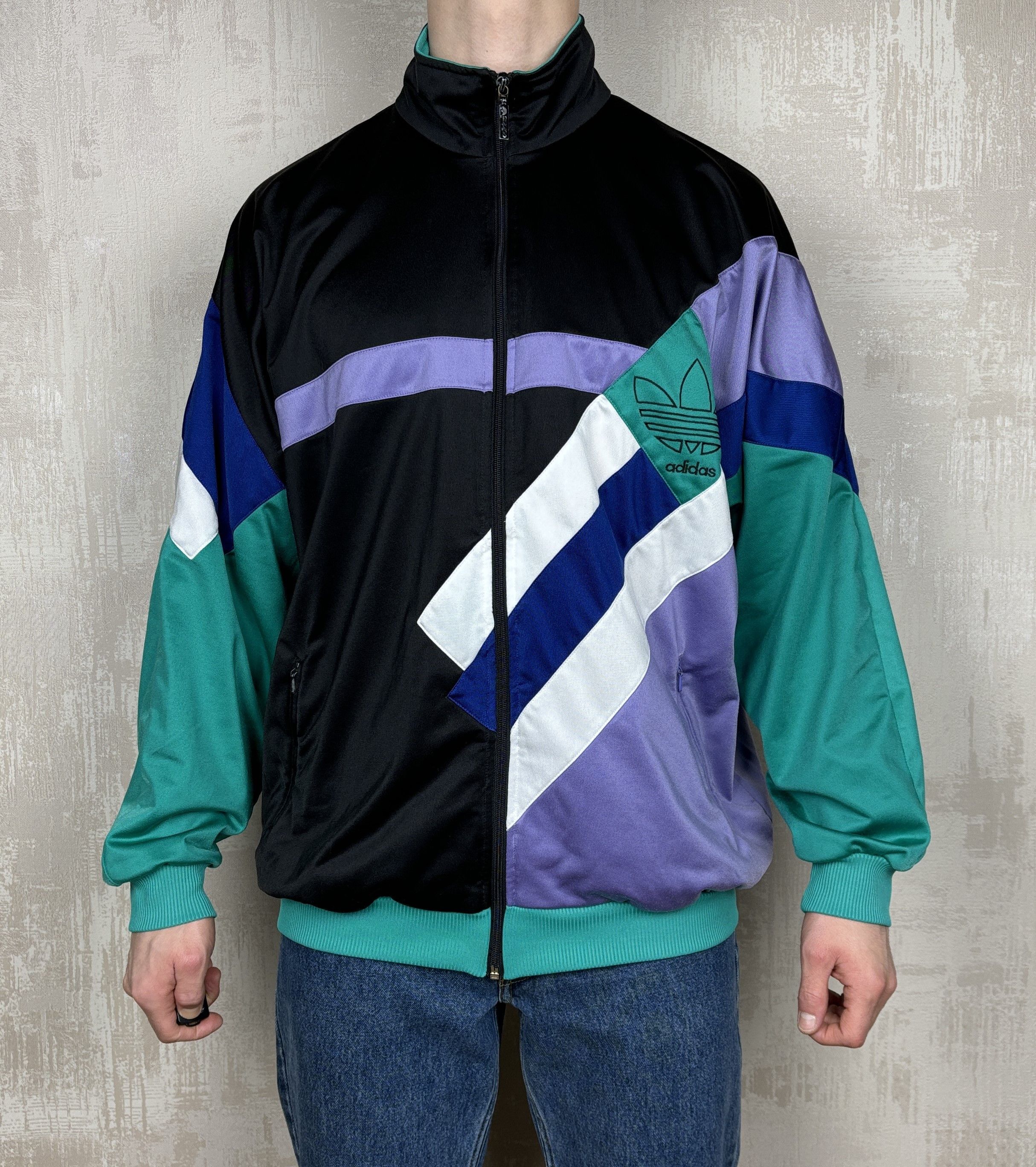 Adidas × Vintage 90's Adidas Vintage Big Trefoil Logo Track Jacket Tracksuit Size US XL / EU 56 / 4 - 2 Thumbnail