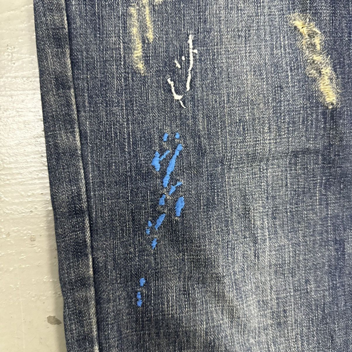 If Six Was Nine Handmade Embroid Paint Splatter Distressed Denim Jeans Jag Size US 33 - 5 Thumbnail