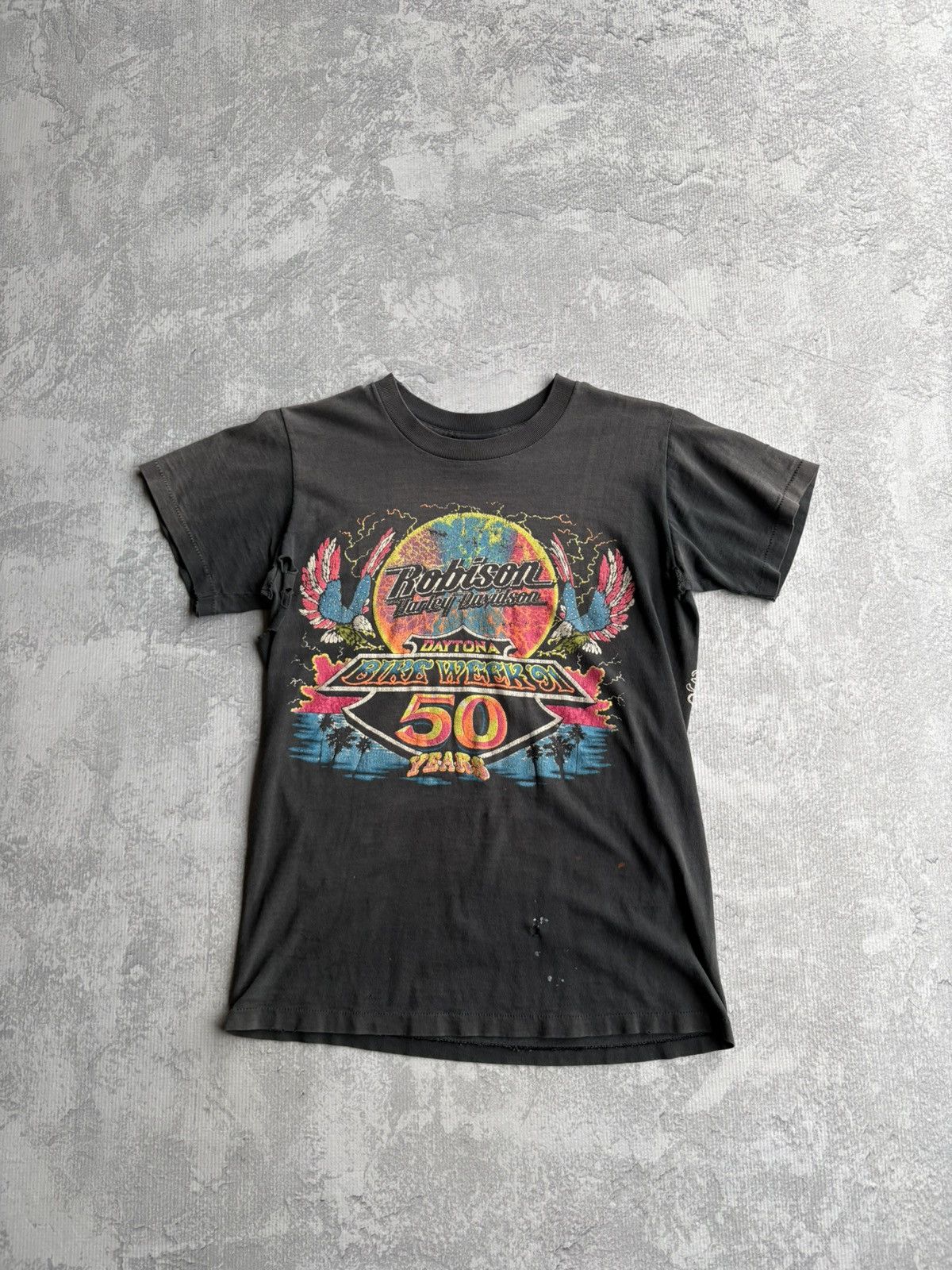 Harley Davidson Vintage 1991 Harley Davidson Daytona Bike Week Thrashed Tee Size US S / EU 44-46 / 1 - 1 Thumbnail