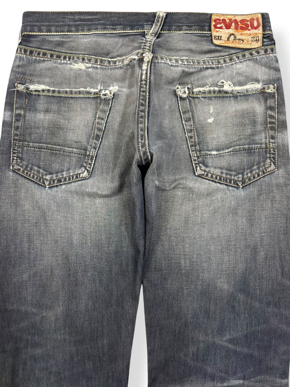 Evisu Vintage 2000s Evisu Ramen Heavy Distressed Grunge Jeans Size US 31 - 10 Thumbnail