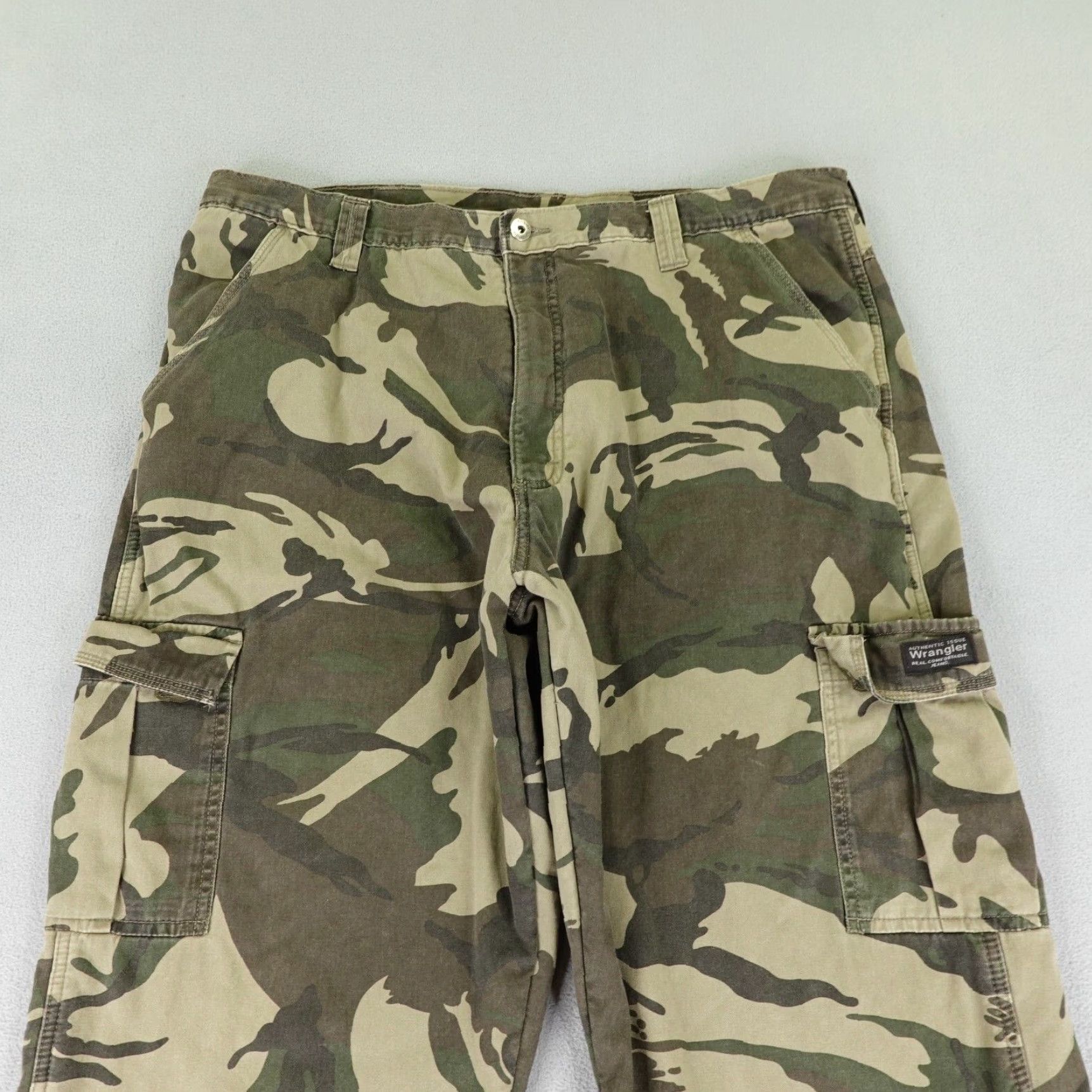 Wrangler Wrangler Pants 40x32 Green Camo Canvas Cargo Fleece Lined Work Winter Mens Size US 40 / EU 56 - 2 Thumbnail