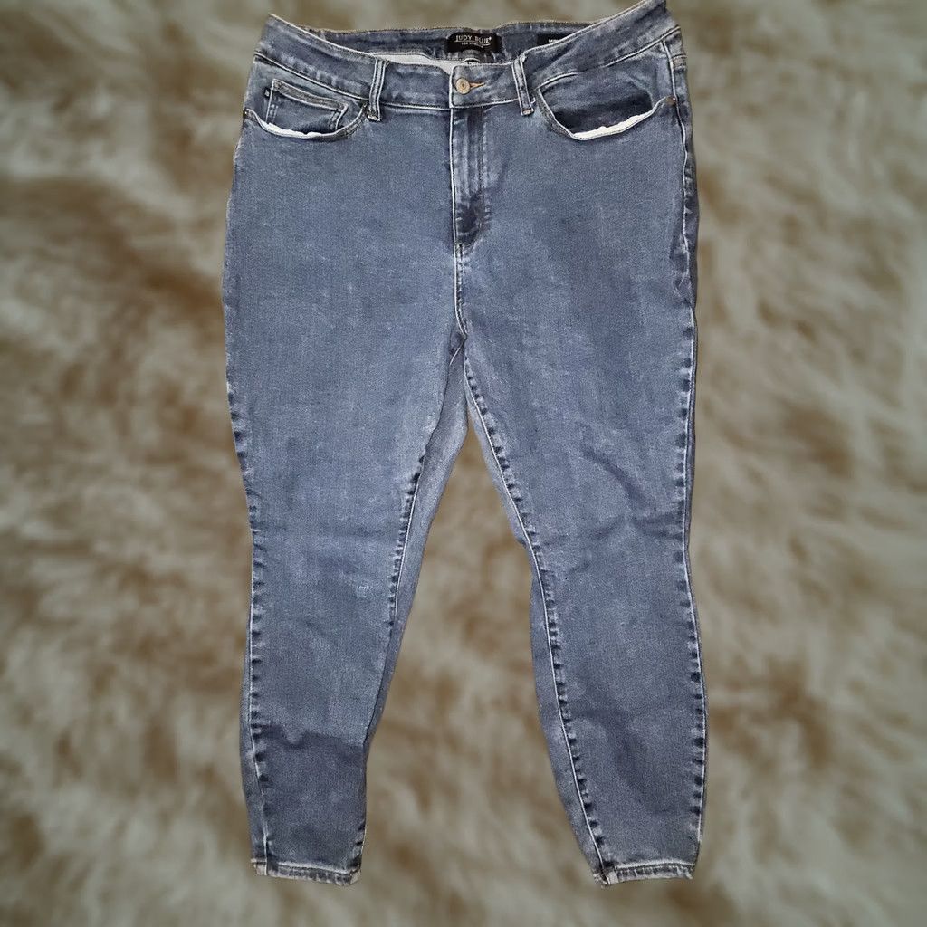 Vintage Judy Blue Jeans Womens 20W Blue Skinny High Rise Distressed Stretch Denim Pants Size 42" / US 20 - 1 Thumbnail