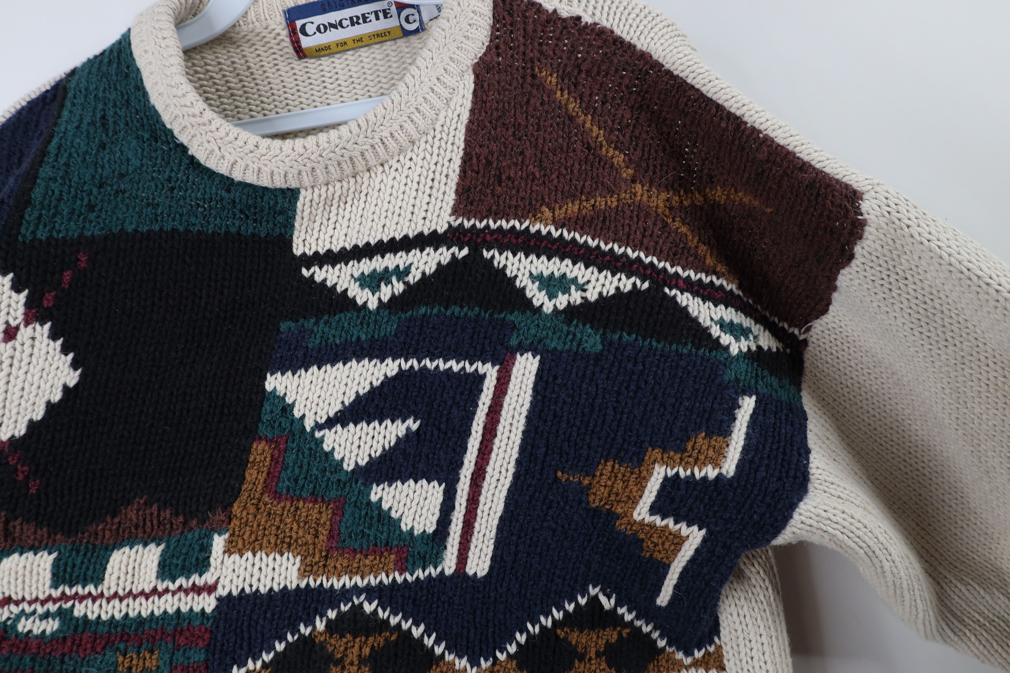 Vintage Vintage 90s Coogi Style Rainbow Abstract Knit Sweater Size XL / US 12-14 / IT 48-50 - 5 Thumbnail