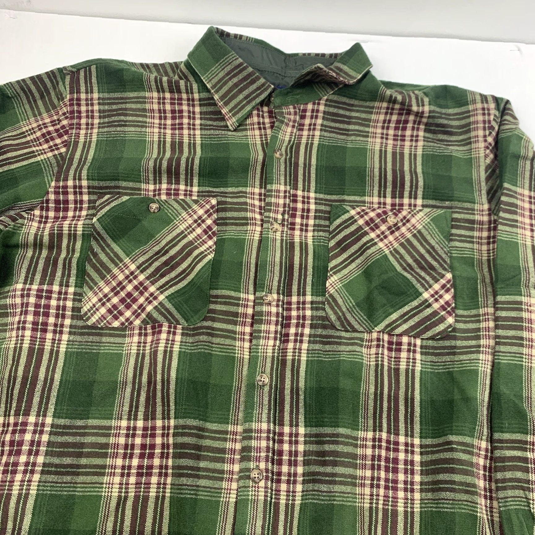 Blair VINTAGE John Blair Flannel Shirt Men Adult XL Green Plaid Outdoor Nature 80s Size US XL / EU 56 / 4 - 2 Thumbnail