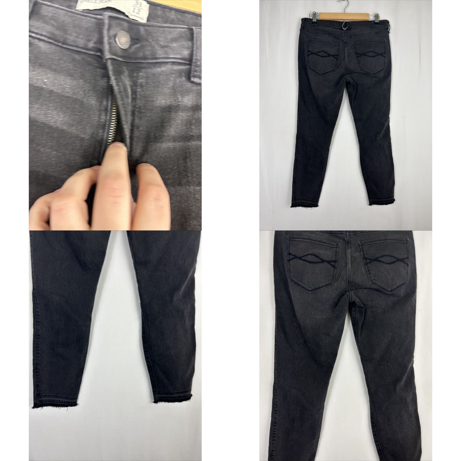 Abercrombie & Fitch Abercrombie & Fitch Jeans Ankle Women 12 Black Distressed Raw Hem 33x26 Fade Size 34" / US 12 / IT 48 - 8 Thumbnail
