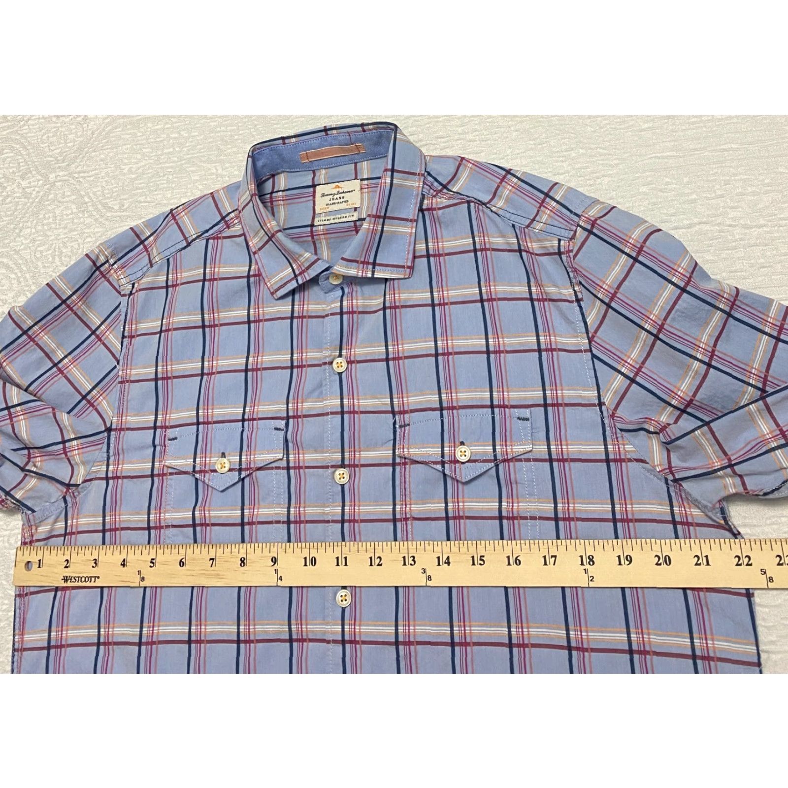 Tommy Bahama Tommy Bahama Shirt Long Sleeve Mens M Plaid Blue Button-Up Casual Travel Workwear Pattern Cotton 100% All Seasons Size US M / EU 48-50 / 2 - 4 Thumbnail