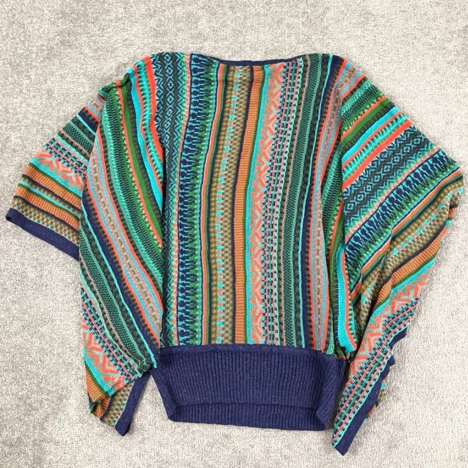 Vintage NOVICA Sweater Womens L/XL Multi Boho Striped Alpaca Blend Batwing Poncho Size XL / US 12-14 / IT 48-50 - 7 Thumbnail