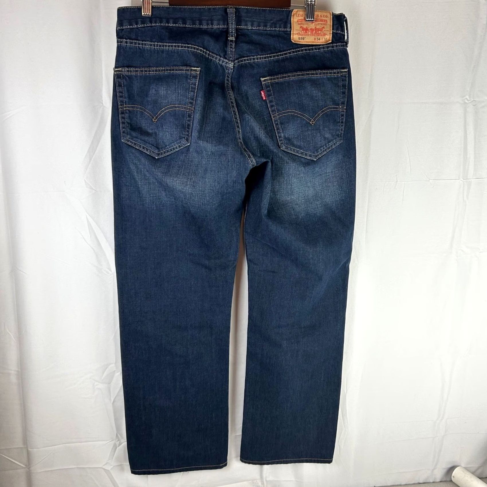 Levi's Levi's 559 Relaxed Straight Jeans Mens 34x32 Dark Wash Denim 5-Pocket Button Zip Cotton | Levi's 600 Series Size US 34 / EU 50 - 7 Thumbnail