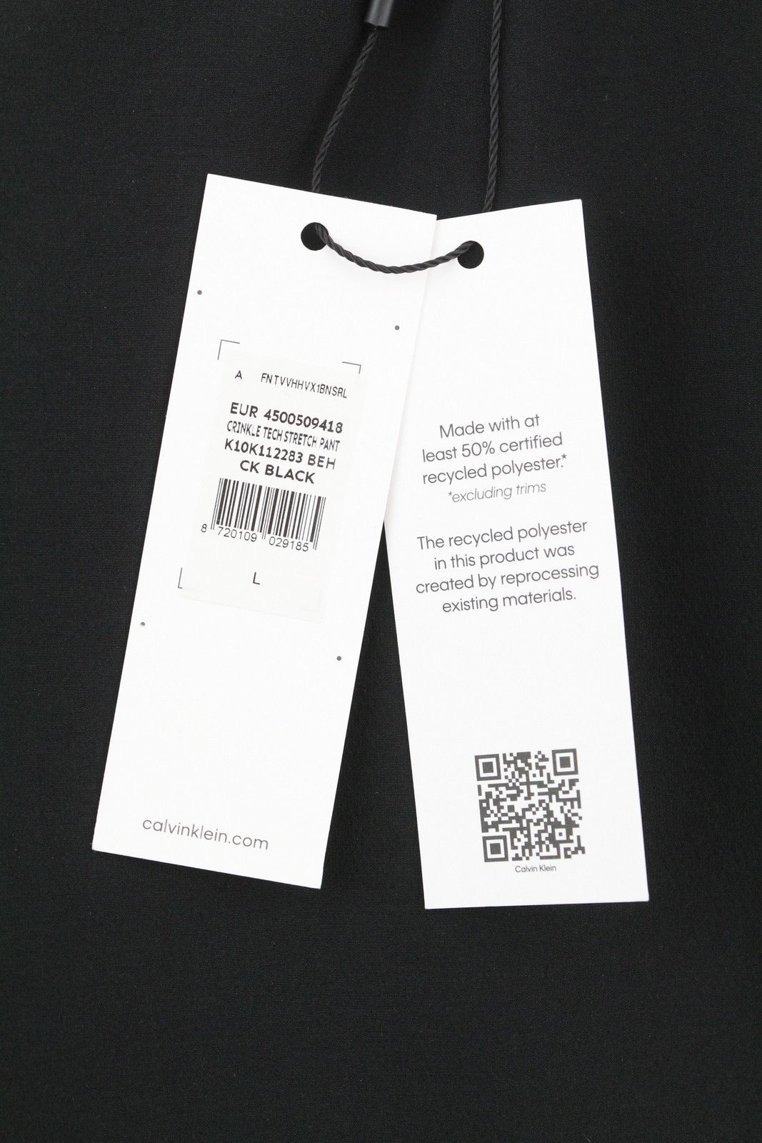 Calvin Klein CRINKLE TECH STRETCH L Black Elastic Waist Pants 84979 Size US 34 / EU 50 - 8 Thumbnail