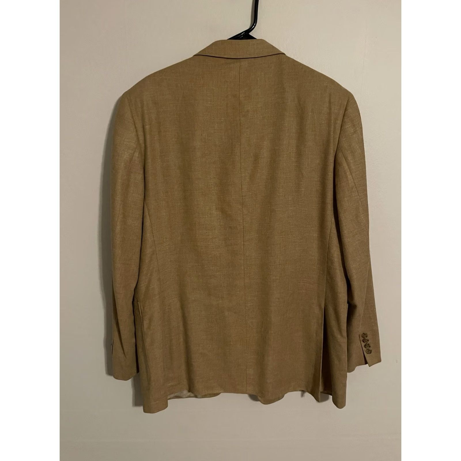 Jack Victor VINTAGE Jack Victor Mark Shale Blazer Suit Jacket Men 44L Beige Tan Wool Bamboo Silk 2 Button Front Size 44R - 4 Thumbnail