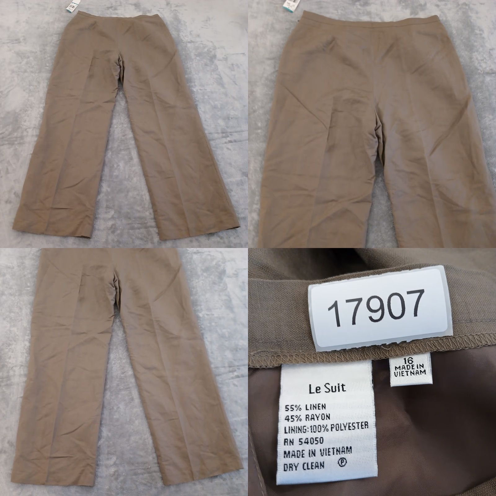 Vintage Le Suit Dress Pants Womens 16 Gray Linen Blend Side Zip Lined 35x31 New Waist 35 Inseam 31 Straight Early 90s 0 Size 38" / US 16 / IT 52 - 8 Thumbnail