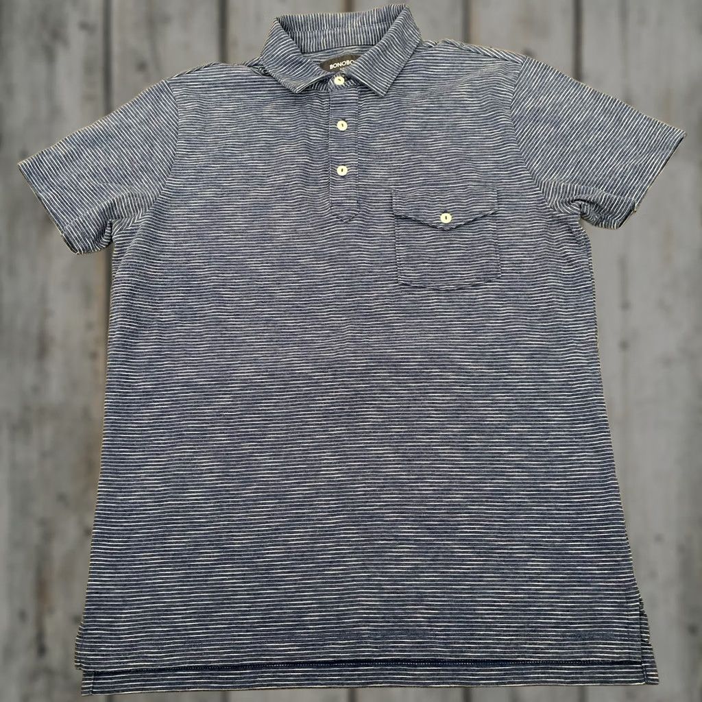 Bonobos Bonobos Polo Shirt Mens Medium Slim Fit Short Sleeve Pocket Blue Striped Blend Polo Shirt Bonobos Slim Fit Casual Mens Size US M / EU 48-50 / 2 - 1 Thumbnail