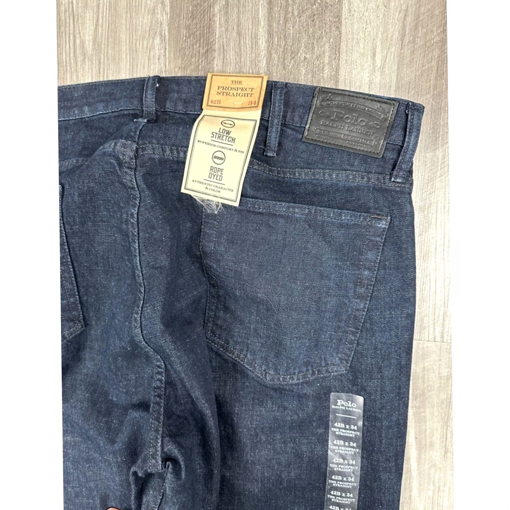 Polo Ralph Lauren Polo Ralph Lauren The Prospect Rope Dyed Low Stretch Straight Jeans - 42Bx34 Blue Mens 42B Big & Tall Straight 34in 8in 99% Cotton 1% Elastane NWT Size US XL / EU 56 / 4 - 4 Thumbnail