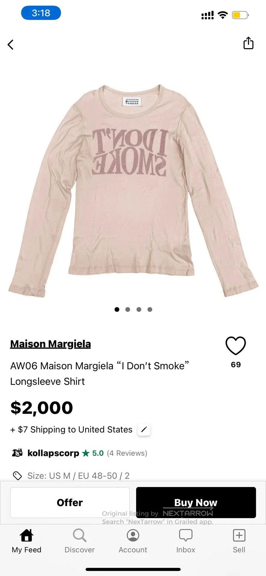 Maison Margiela martin margiela long sleeve fitted top. Size US L / EU 52-54 / 3 - 5 Thumbnail