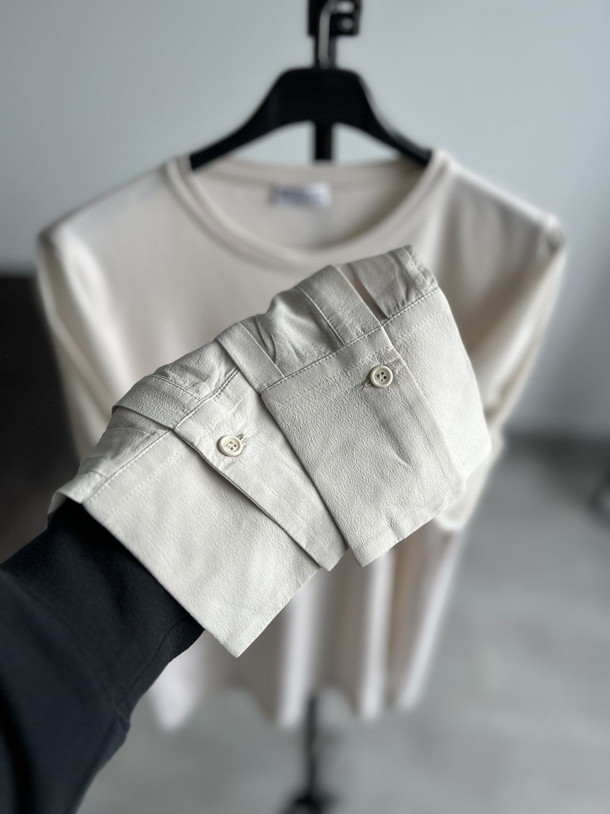 Brunello Cucinelli Brunello Cucinelli Cotton Jersey Top Silk Long Sleeves Size M / US 6-8 / IT 42-44 - 3 Thumbnail