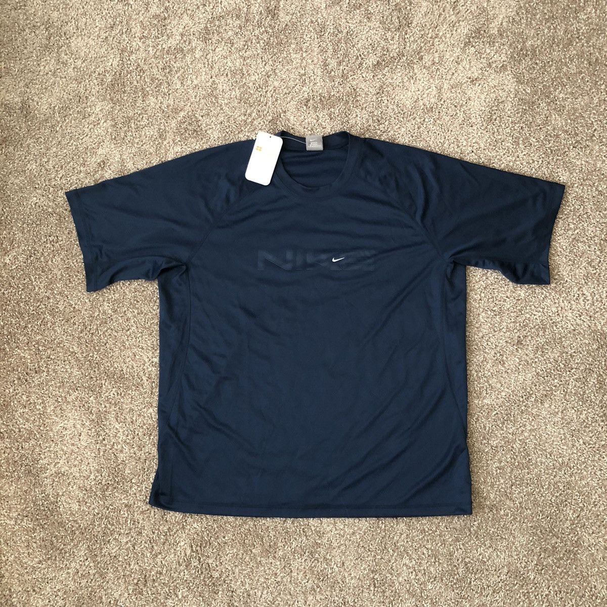 Nike × Vintage Vintage 90s Nike Navy Dri Fit T-Shirt Brand New w/ Tags XXL Size US XXL / EU 58 / 5 - 1 Thumbnail