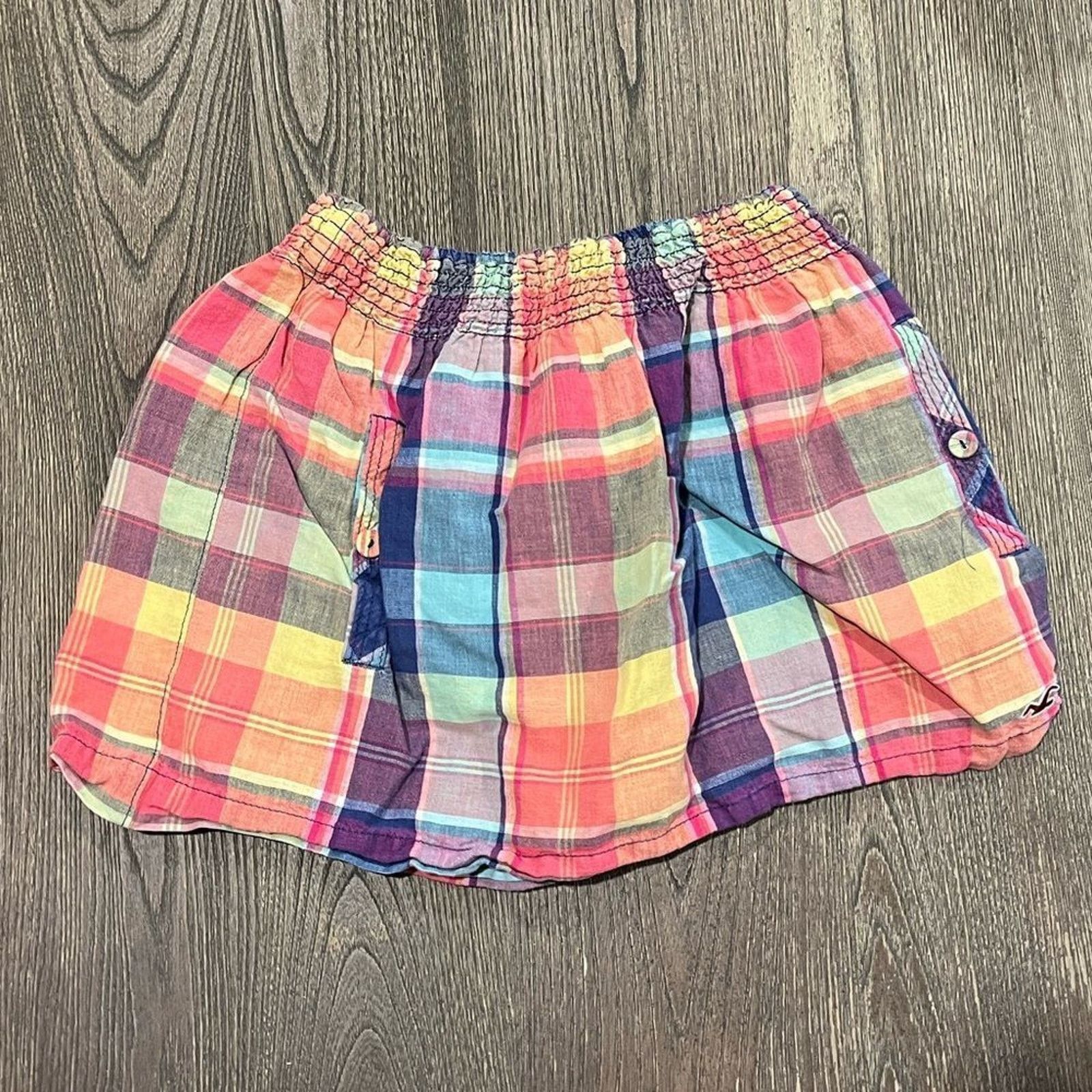Hollister Hollister Womens Mini Skirt Plaid Smocked Waist Linen Size M Size 28" / US 6 / IT 42 - 1 Thumbnail