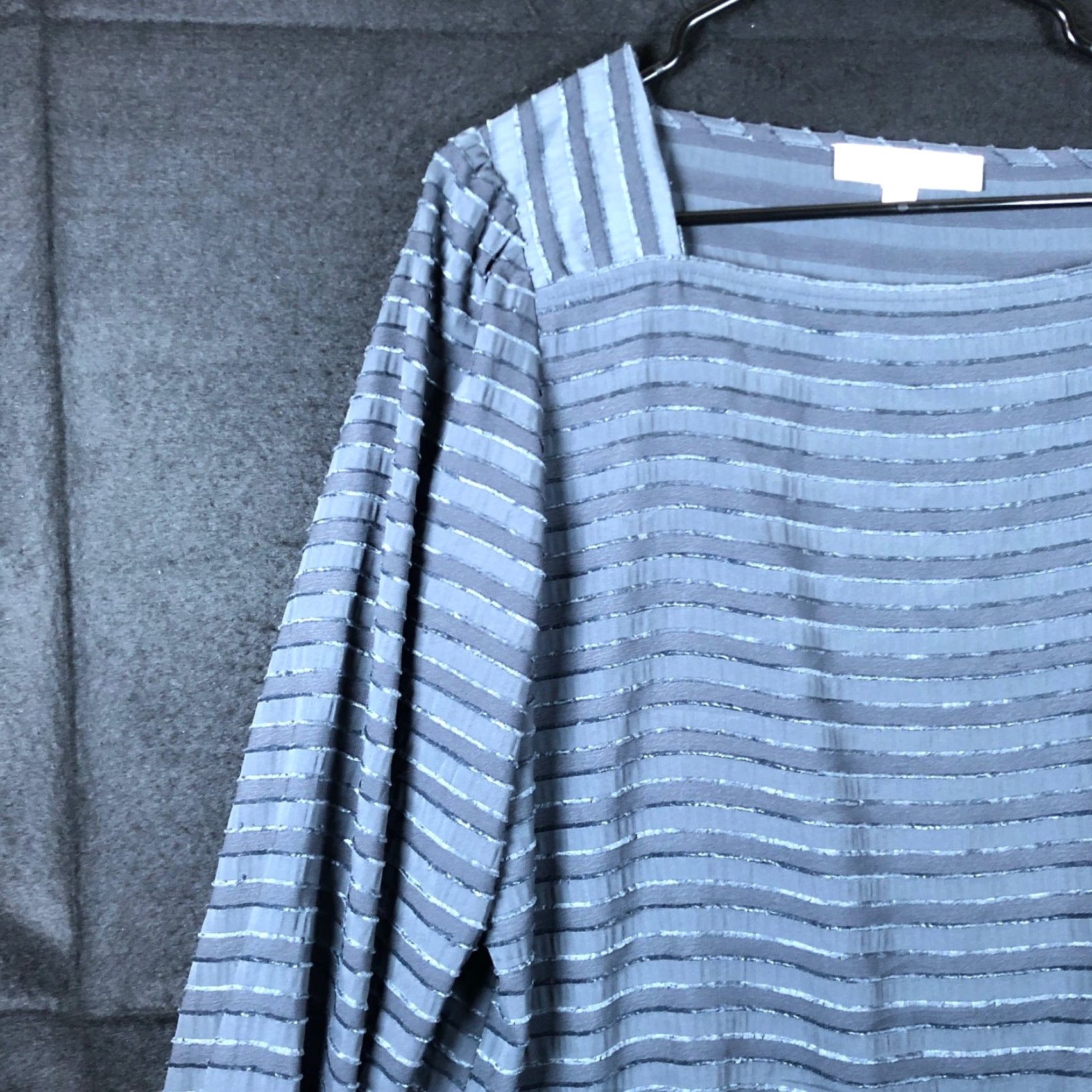 Loft loft Blouse Womens L Blue Striped Square Neck Long Sleeve Polyester Size L / US 10 / IT 46 - 4 Thumbnail
