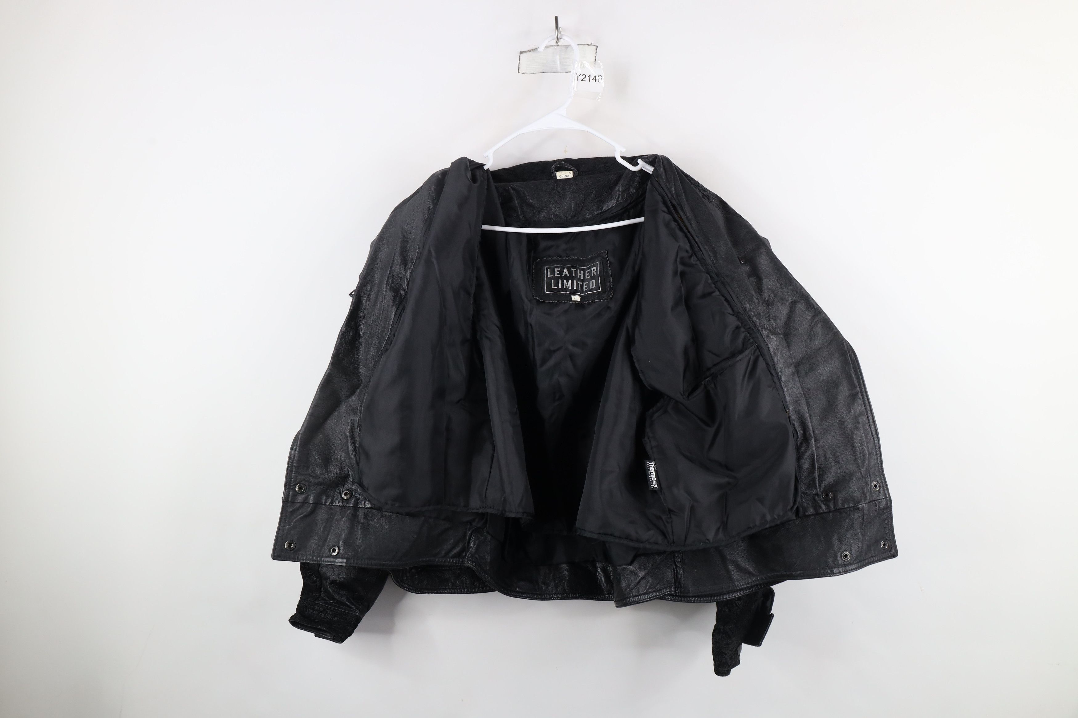Vintage Vintage 90s Streetwear Goth Leather Bomber Jacket Black Size L / US 10 / IT 46 - 12 Thumbnail