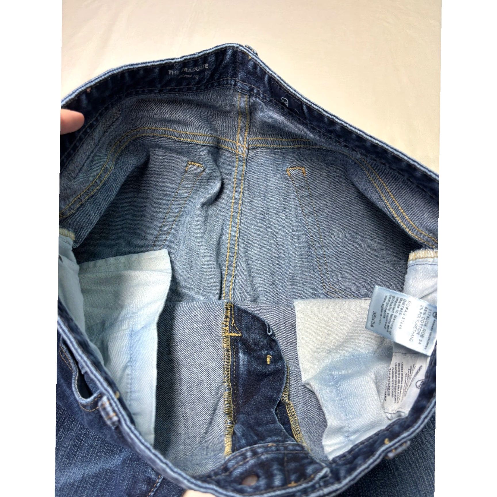Vintage AG Adriano Goldschmied The Graduate Jeans Blue 36x34 Regular Straight Denim 5-Pocket Mens Size US 36 / EU 52 - 4 Thumbnail