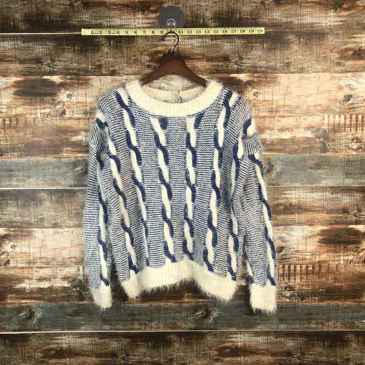 Homespun Knitwear DLL Rose Bowl Blue mohair shaggy fur Knitwear #C540 Size M / US 6-8 / IT 42-44 - 1 Thumbnail