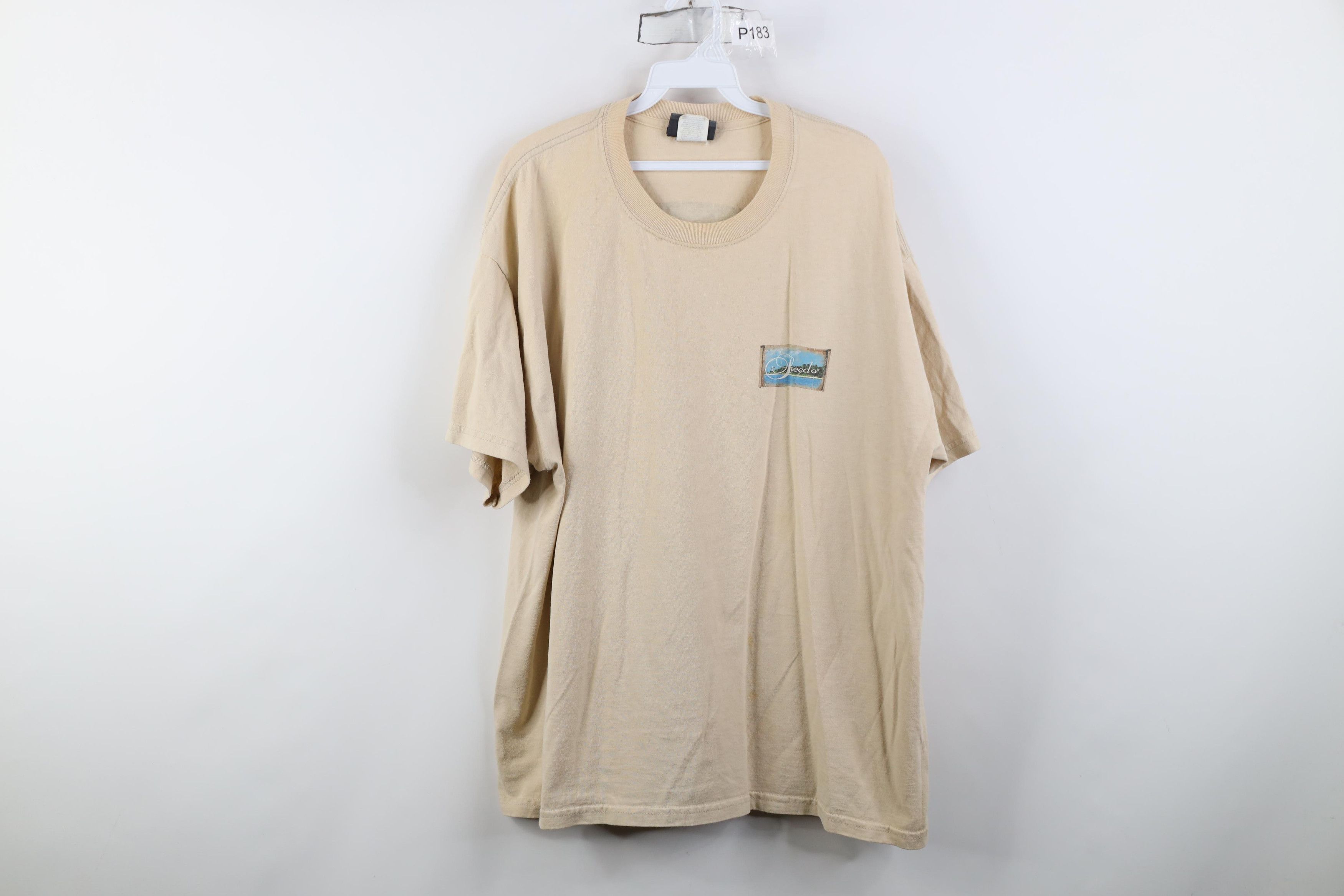 Speedo Vintage Y2K 2004 Speedo Spell Out Beach Island T-Shirt Beige Size US XL / EU 56 / 4 - 1 Thumbnail