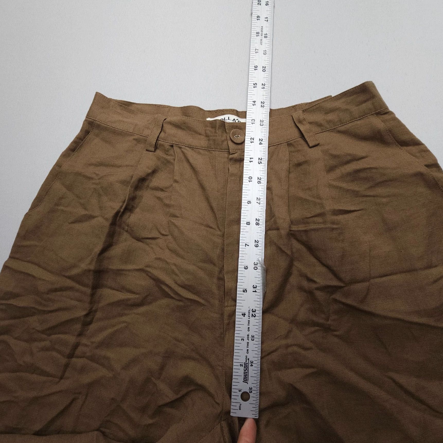Rolla's Rolla's High Rise Pleated Straight Linen Blend Pants Womens 12 / L Brown Boho Shirt? Size 34" / US 12 / IT 48 - 5 Thumbnail