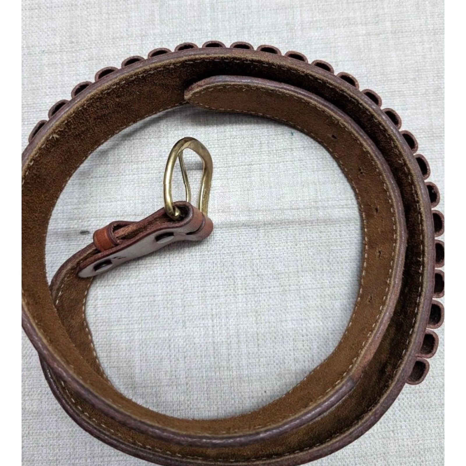 Vintage VINTAGE western belt Holster belt Leather Cowhide Full Grain Leather Ranger belt Cartridge belt 2" 38 waist Brown Men Cowboy Belt Mens Size 38 - 3 Thumbnail