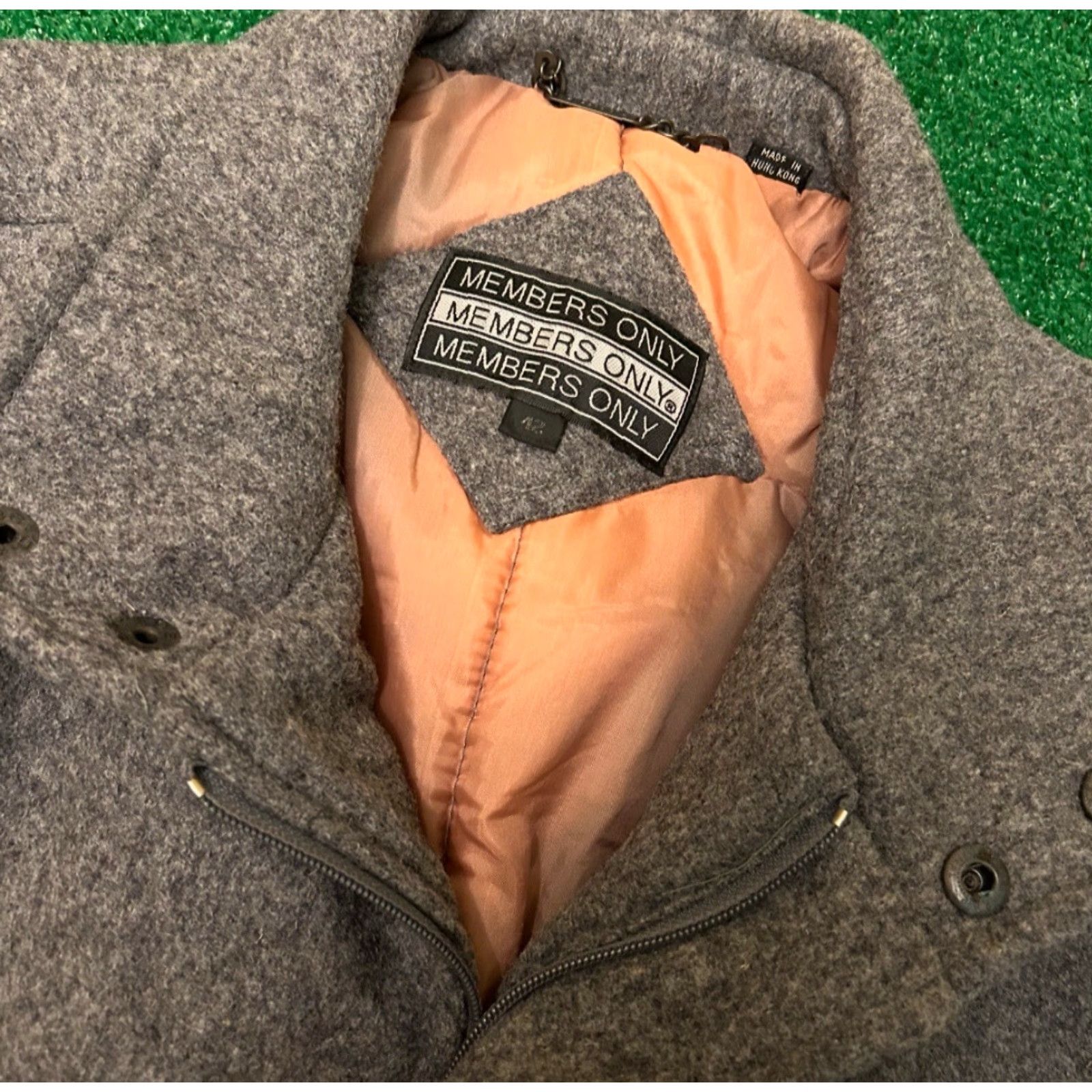 VINTAGE Members Only Wool Jacket Coat Men Large 80s 90s Gray Zip