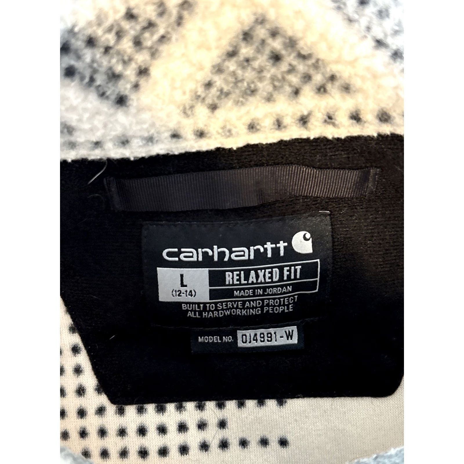 Carhartt VINTAGE? Carhartt Jacket Womens L White Geometric Fleece Snap Anorak Pullover OJ4991-W Size L / US 10 / IT 46 - 4 Thumbnail