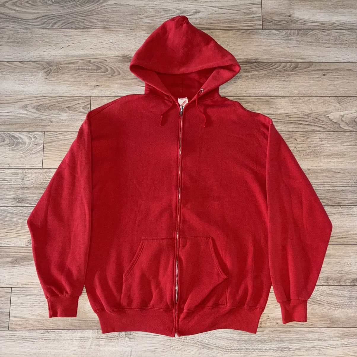 Jerzees Red Jerzees zip up blank hoodie Size US XL / EU 56 / 4 - 1 Thumbnail
