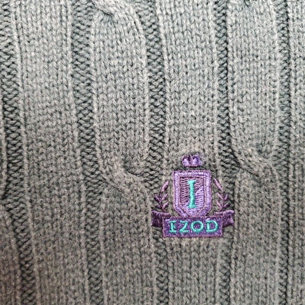 Izod VTG Izod Sweater Men L Green Cable-Knit Long Sleeve Fisherman Pullover 90s Y2K Knit Crew Neck Size US L / EU 52-54 / 3 - 4 Thumbnail