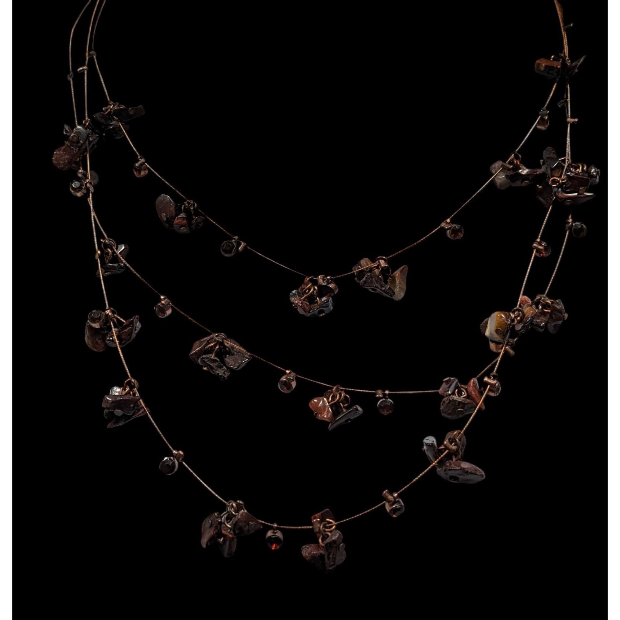 Other Layered Stone Chip And Rhinestone Necklace On Copper Tone Be Size ONE SIZE - 4 Thumbnail