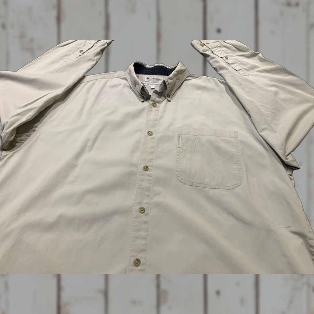 Vintage Columbia Men's Button-Down Shirt Long Sleeve Casual Travel Beige 90s XXL Size US XXL / EU 58 / 5 - 1 Thumbnail